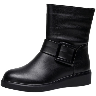 秋冬季真皮平跟女鞋软底舒适