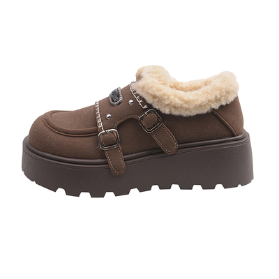 毛绒大棉鞋女冬季防滑全包博肯鞋