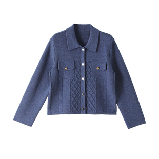 谭飞时装【贺岁系列聪明外套】新款绞花微松短款直身羊毛针织开衫