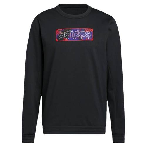 Adidas 阿迪达斯 男子运动卫衣圆领休闲黑色套头衫 GQ2833 GQ2834