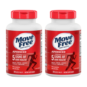 2瓶美国Schiff Move Free维骨力盐酸氨糖软骨素红瓶200粒保养关节