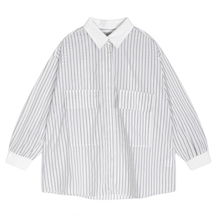 niko and ...衬衫女2026春季新休闲条纹口袋长袖外套570484