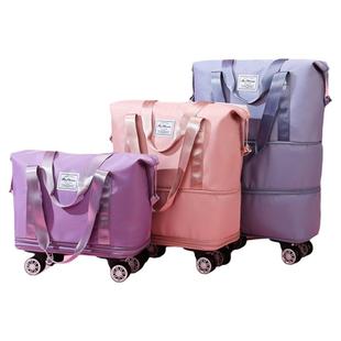 带滑轮购物轮子的旅行包女大容量轻便折叠拉杆行李包万向轮行李袋