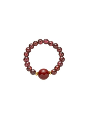 朱砂石榴石戒指女本命年转运如意手工串珠手链饰品