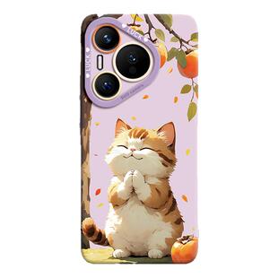 适用华为pura70pro手机壳70保护套p60的ultra新款p50外壳p40后p30镜头全包+十por硅胶pr0女卡通可爱好柿猫咪