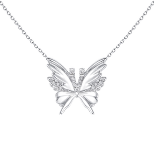 YVMIN尤目 V字六翼蝴蝶锁骨链925银宝石贝母项链生日礼物