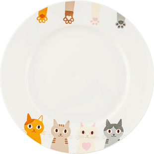 千代源猫咪图案陶瓷盘子碟子日式卡通餐具家用陶瓷碗可爱菜盘餐盘