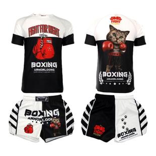 UFC搏击比赛运动套装短袖T恤速干格斗儿童泰拳击服青少年定制MMA