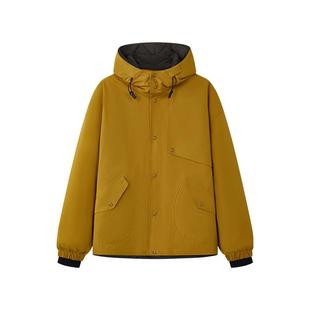 USHI悠时 连帽男款可拆卸羽绒服潮流时尚纯色简约工装休闲外套
