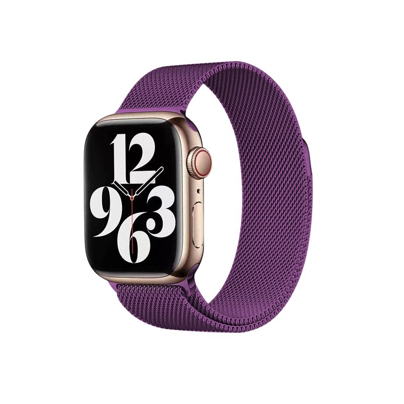 【米兰尼斯】适用于applewatchs12苹果女士新款6金属磁吸iwatchs9紫色8手表SE高级感7春秋冰爽Ultr