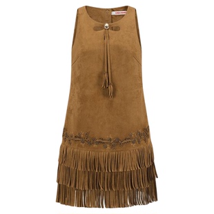 ORA GENESIS2025年冬季新品时尚仿麂皮流苏连衣裙