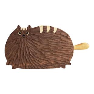 木头恰恰/小猫砧板实木家用水果盘日式茶盘点心盘面包板ins装饰盘