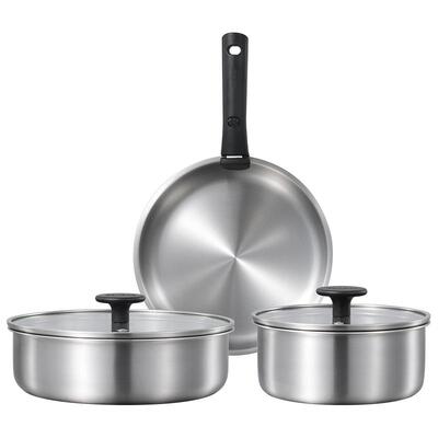 【自营】卡罗特不锈钢锅家用厨房锅具套装无涂层煎炒锅蒸煮锅可拆