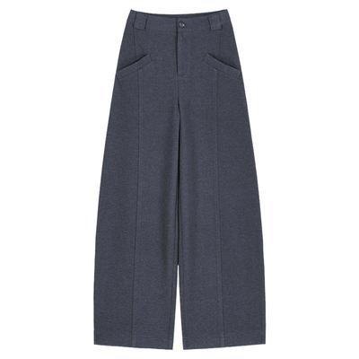 冬款弯刀阔腿裤~呢子宽松休闲裤