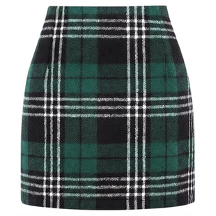 Checkered high waisted slim fit skirt 格子高腰修身半身短裙女
