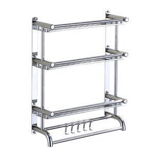 不锈钢三层卫生间浴室置物架免打孔厕所用品架子毛巾收纳架壁挂式