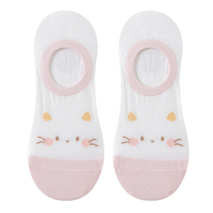 caramella袜子女夏季新款粉色船袜薄不掉跟浅口透气防滑隐形女袜