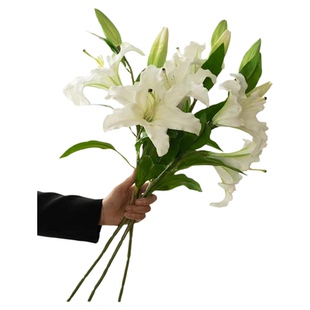 仿真百合花手感超真保湿百合花客厅摆设装饰摆件家居经典百合花束