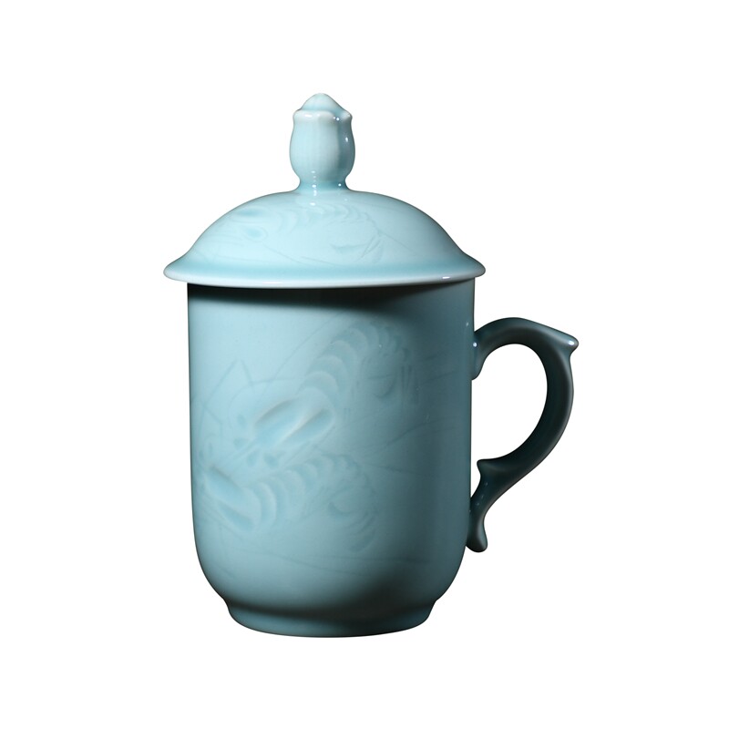 大师中式办公茶杯陶瓷带把高端