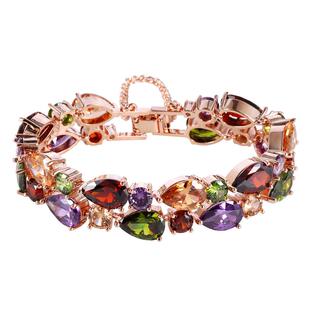 彩色水晶锆石气质手链时尚炫彩闪亮潮女个性日韩淑女水滴手镯手链