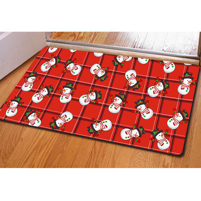 圣诞雪人地垫长方形40*60cm圣诞节橡胶防滑入门Christmas地垫FOR