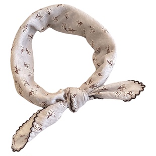 森系可爱猫咪方巾围巾女秋冬新款护颈丝巾领巾百搭装饰系脖配饰品