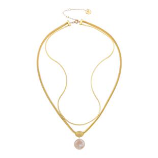 PUPILCASKET‘意识’短链925银小众天然贝母多层叠戴吊坠蛇骨链女