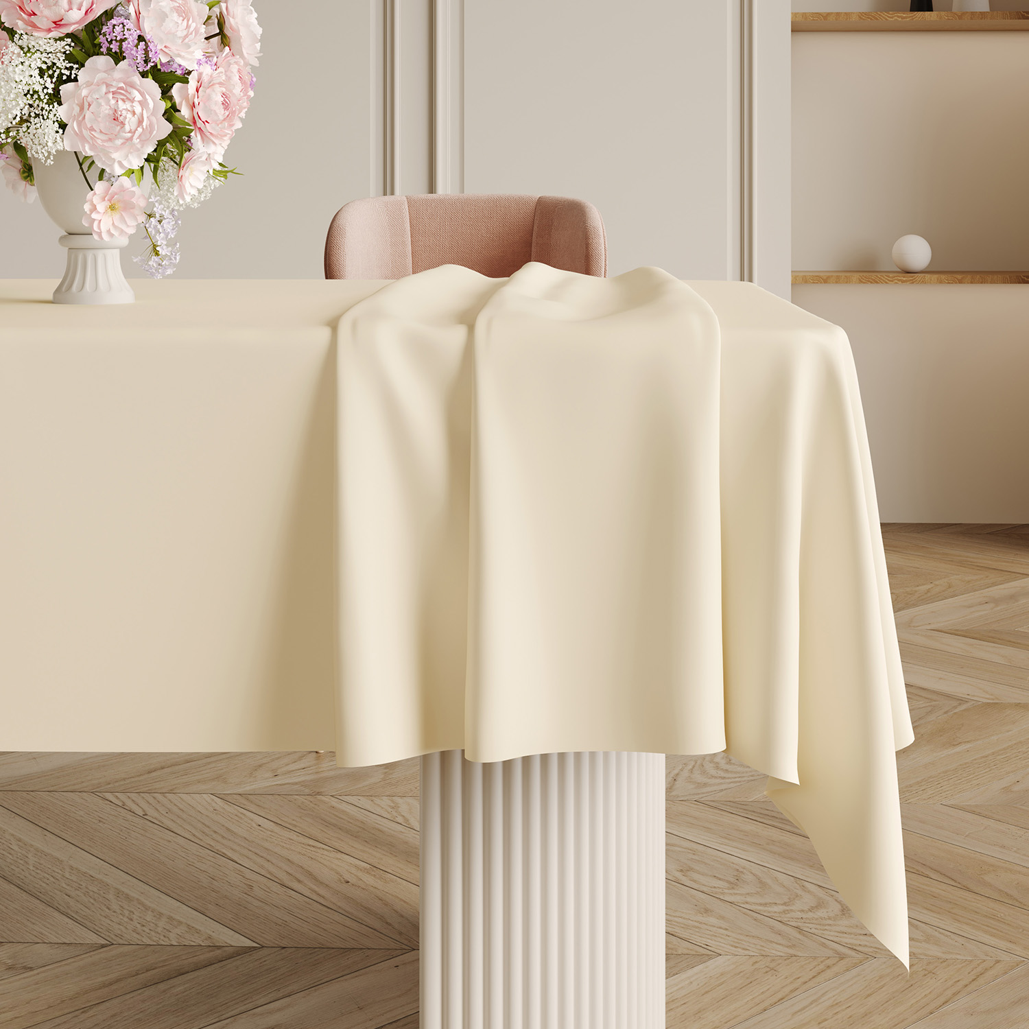 桌布免洗防水防油防烫纯色茶几长方形餐桌布台布轻奢高级感雪脂柔