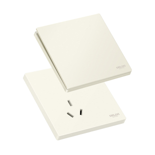德力西开关插座米绒白816暗装哑光肤感86型大面板16a五孔奶油风黄