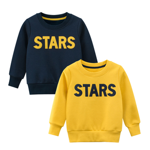 男童一体薄绒卫衣2026春秋新款儿童宝宝套头休闲加绒上衣打底衫潮