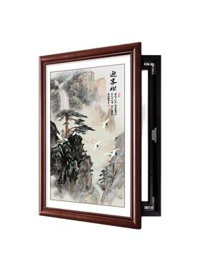 新中式电表箱装饰画迎客松