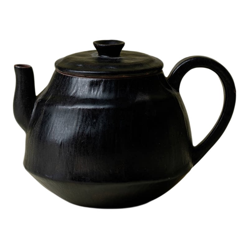 里作 日式粗陶诧寂黑茶壶日式复古陶艺泡茶壶功夫茶具泡茶器单壶