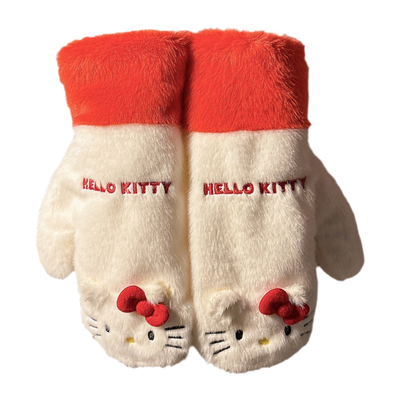 可爱hellokitty毛绒手套女