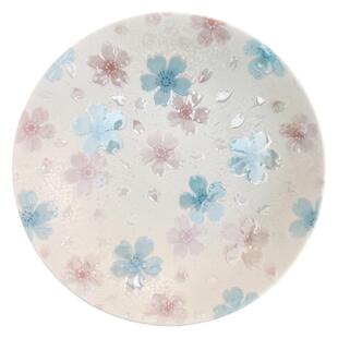 现货日本进口美浓烧闪耀珠光釉樱花陶瓷意面盘子深盘子碟子餐具