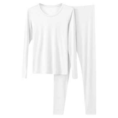 蝶安芬纯棉白色男士秋衣秋裤套装