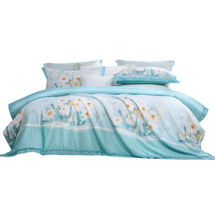 富安娜60支印花四件套纯棉全棉被套轻奢高级感主卧室被罩床上用品