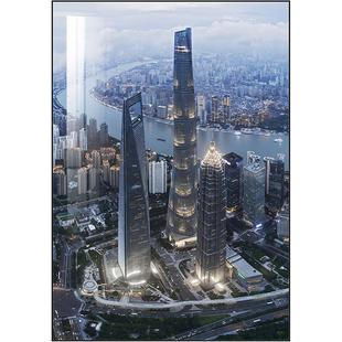 上海城市风景装饰画建筑画夜景摄影画深圳挂画入户玄关画落地画