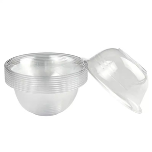 一次性饭碗水晶碗硬塑料透明家用汤碗火锅餐具航空碗杯勺子食品级