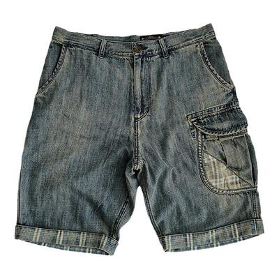 西里布夏季牛仔短裤男士水洗做旧