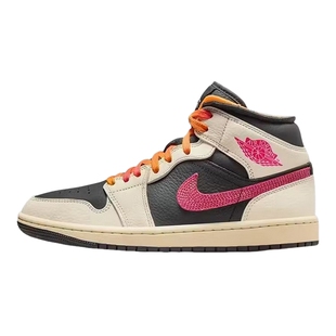 Nike耐克女鞋Air Jordan 1 AJ1中帮板鞋米色运动篮球鞋IB7007-107