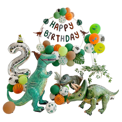 男孩恐龙主题生日布置立柱气球