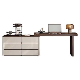 意式翻盖实木梳妆台收纳柜一体现代简约轻奢高级感主卧室化妆桌