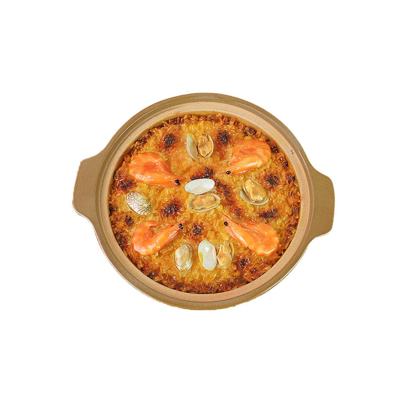 仿真砂锅海鲜锅巴饭食品菜品模型