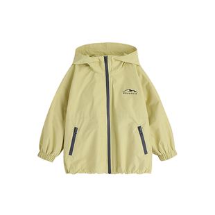 布丁哈鲁春装女童三防2026春秋新款洋气儿童连帽防风休闲外套纯色