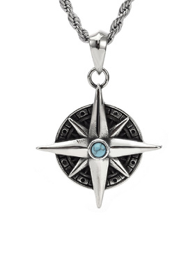 项链男潮蓝松石吊坠百搭