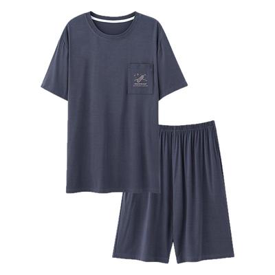 2025年新款睡衣男款夏季莫代尔短袖短裤圆领套头休闲家居服可外穿
