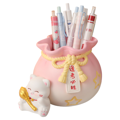 创意可爱招财猫笔筒摆件励志礼物