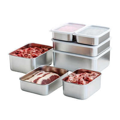霜山304不锈钢保鲜盒速冻备菜盘