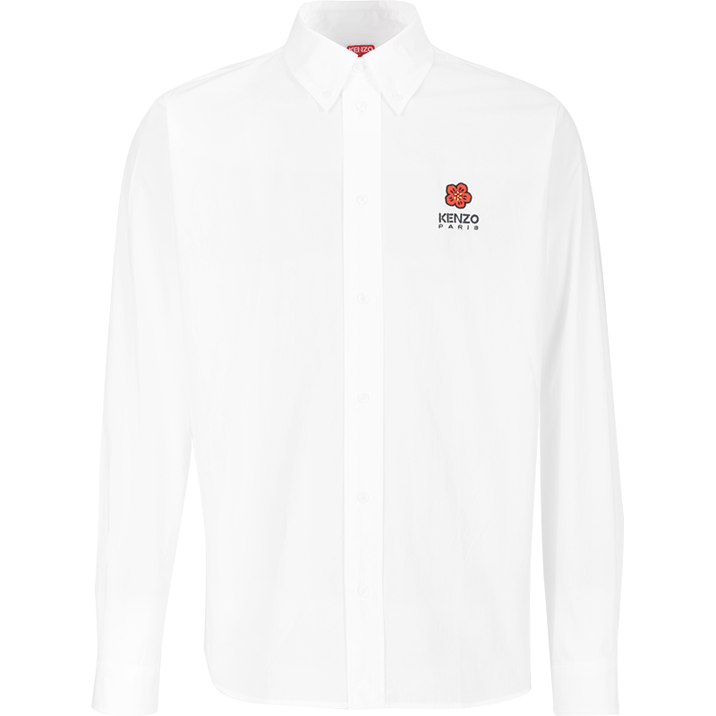 【自营】KENZO/高田贤三男士logo刺绣白色衬衫商务休闲舒适百搭