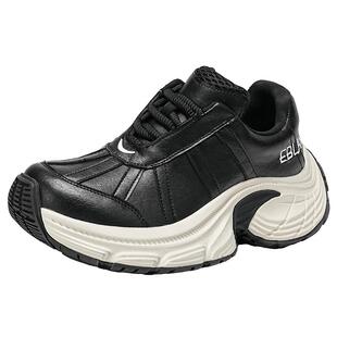 EBLAN/伊伴复古老钱风厚底老爹鞋女2025秋冬新款加绒休闲运动鞋子